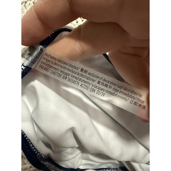 NWT VS PINK Bikini Scrunchie Triangle Top & Hi Waist Bottom Sz S Flamingo Stripe - Picture 15 of 16